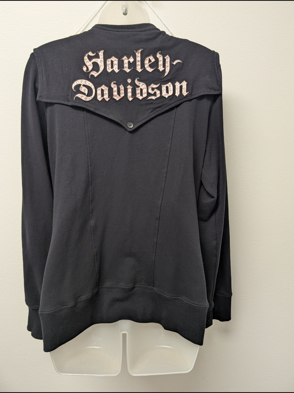 Harley-Davidson Women's Black Logo Zip Embroidered Crystal Accent Sweatshirt